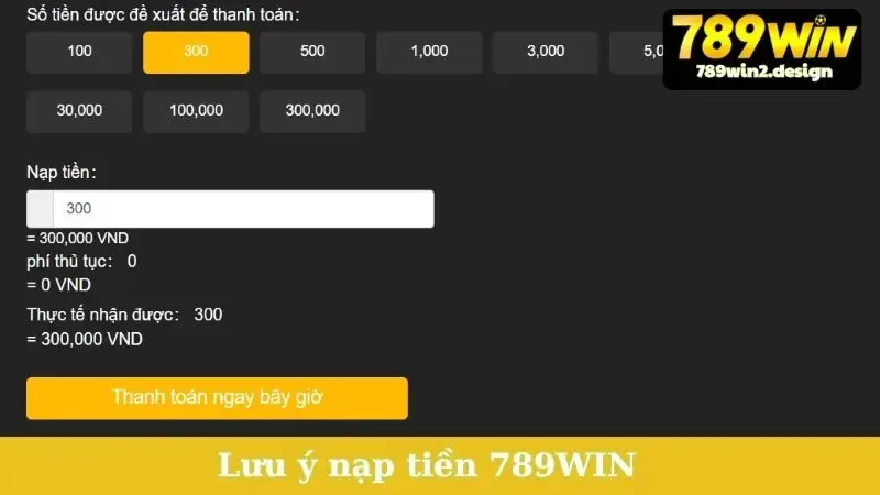 Nạp tiền Một vài lưu ý quan trọng trong quá trình nạp tiền 789WIN